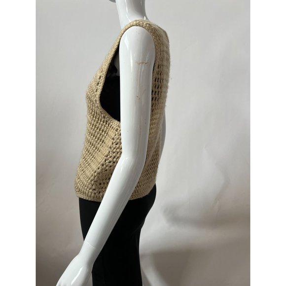 Partners Crochet Vest Size Medium Beige Acrylic - Picture 7 of 13